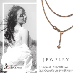 SilberDream Collier Kette Herz rose vergoldet 925er Silber Damen 45cm SDK22645E