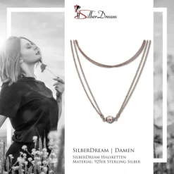 SilberDream Collier Kette Kugel Welle rose 925 Silber Damen 45cm SDK24745E