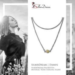 SilberDream Collier Kette Kugel Blumen vergoldet 925 Silber Damen 45cm SDK24845Y