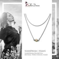 SilberDream Collier Kette Kugel Welle vergoldet 925 Silber Damen 45cm SDK24345Y