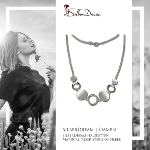 SilberDream Collier Kette mit matten Elementen 925 Silber 45cm SDK400
