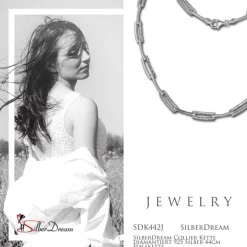 SilberDream Collier Kette diamantiert 925 Silber 44cm Halskette SDK442J