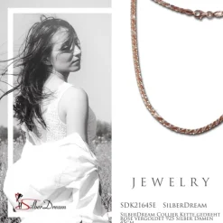 SilberDream Collier Kette gedreht rose vergoldet 925 Silber Damen 45cm SDK21645E