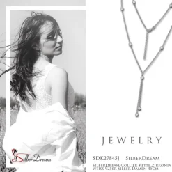 SilberDream Collier Kette Zirkonia weiß 925er Silber Damen 45cm SDK27845J