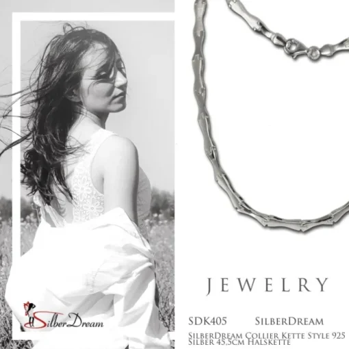 SilberDream Collier Kette Style 925 Silber 45,5cm Halskette SDK405
