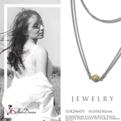 SilberDream Collier Kette Kugel Punkte vergoldet 925 Silber Damen 45cm SDK24645Y