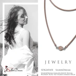 SilberDream Collier Kette Kugel Blumen rose 925 Silber Damen 45cm SDK24545E