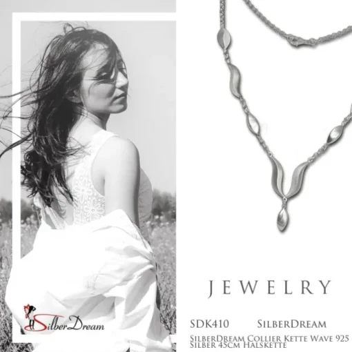 SilberDream Collier Kette Wave 925 Silber 45cm Halskette SDK410