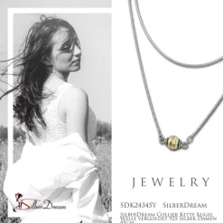 SilberDream Collier Kette Kugel Welle vergoldet 925 Silber Damen 45cm SDK24345Y