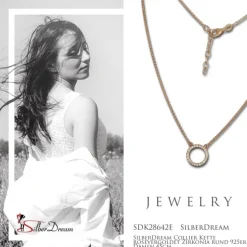 SilberDream Collier Kette rosevergoldet Zirkonia rund 925er Damen 45cm SDK28642E