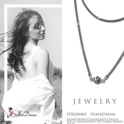 SilberDream Collier Kette Kugel Welle geschwärzt 925 Silber Damen 46cm SDK24446S