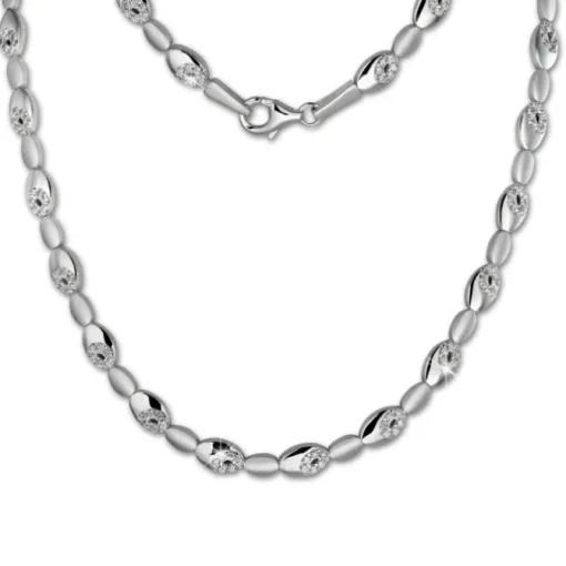 SilberDream Collier Oval Zirkonia weiß 925er Silber 44,5cm Halskette SDK444W