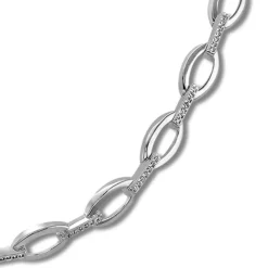 SilberDream Collier Oval Zirkonia weiß 925er Silber 44,5cm Halskette SDK449W