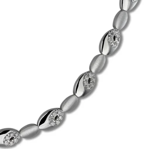 SilberDream Collier Oval Zirkonia weiß 925er Silber 44,5cm Halskette SDK444W