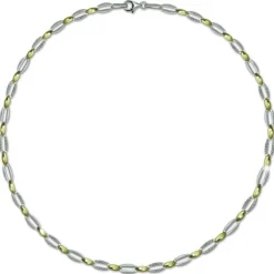 SilberDream Collier Oval 925 Silber vergoldet Zirkonia Damen 45cm Kette SDK4800T