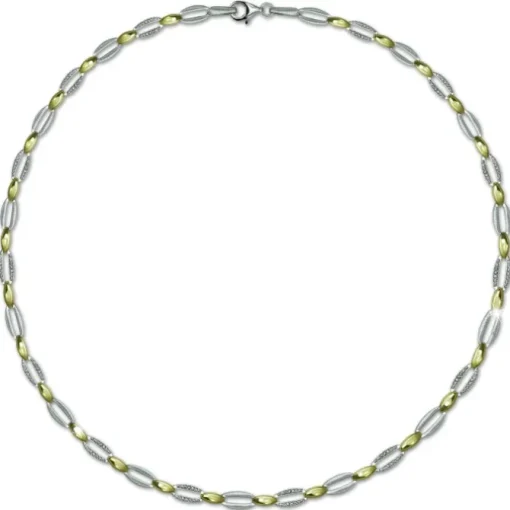 SilberDream Collier Oval 925 Silber vergoldet Zirkonia Damen 45cm Kette SDK4800T