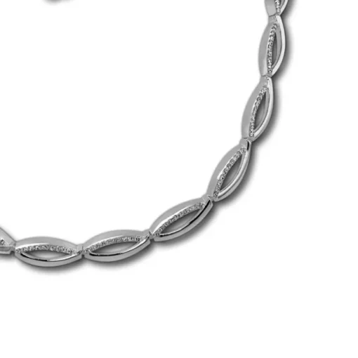 SilberDream Collier Oval Zirkonia weiß 925er Silber 44,5cm Halskette SDK460W
