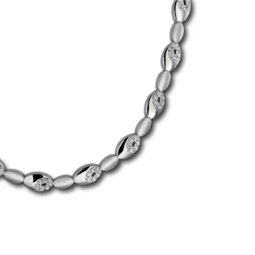 SilberDream Collier Oval Zirkonia weiß 925er Silber 44,5cm Halskette SDK444W