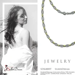 SilberDream Collier Oval 925 Silber vergoldet Zirkonia Damen 45cm Kette SDK4800T