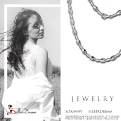 SilberDream Collier Oval Zirkonia weiß 925er Silber 44,5cm Halskette SDK444W