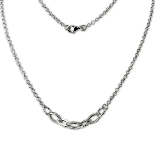 SilberDream Collier Ovale Zirkonia weiß 925er Silber 46cm Kette SDK4811W