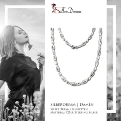SilberDream Collier Tropfen Zirkonia weiß 925er Silber 45cm Halskette SDK476W