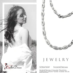 SilberDream Collier Tropfen Zirkonia weiß 925er Silber 45cm Halskette SDK476W