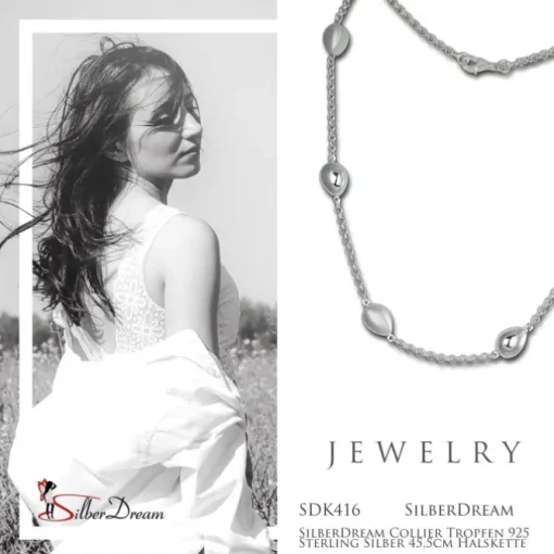 SilberDream Collier Tropfen 925 Sterling Silber 45,5cm Halskette SDK416