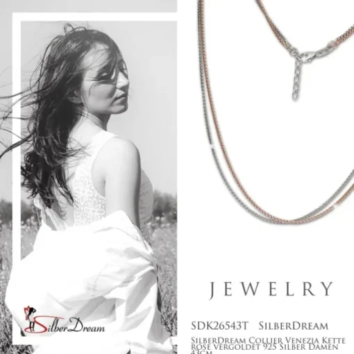 SilberDream Collier Venezia Kette rose vergoldet 925 Silber Damen 43cm SDK26543T