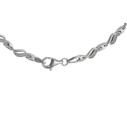 SilberDream Collier Wave Zirkonia weiß 925er Silber 45cm Kette SDK4807W