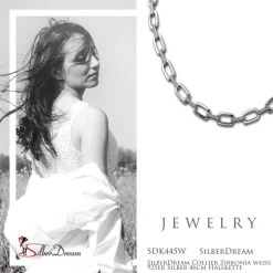 SilberDream Collier Zirkonia weiß 925er Silber 46cm Halskette SDK445W