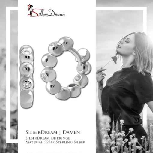 SilberDream Creole Balls Zirkonia 925 Sterling Silber Damen Ohrringe SDO4447W