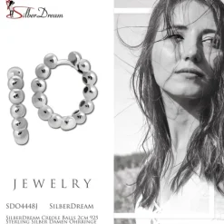 SilberDream Creole Balls 2cm 925 Sterling Silber Damen Ohrringe SDO4448J