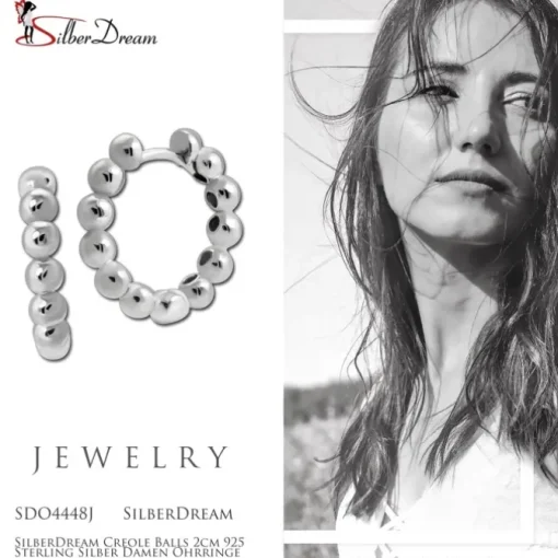 SilberDream Creole Balls 2cm 925 Sterling Silber Damen Ohrringe SDO4448J