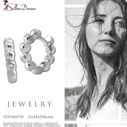 SilberDream Creole Balls Zirkonia 925 Sterling Silber Damen Ohrringe SDO4447W