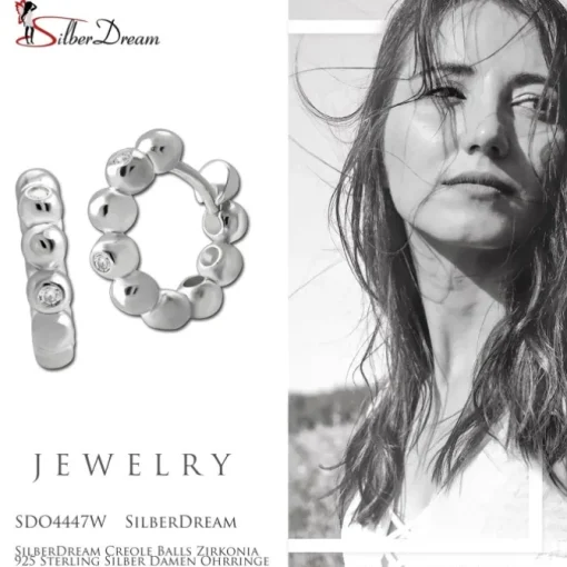 SilberDream Creole Balls Zirkonia 925 Sterling Silber Damen Ohrringe SDO4447W