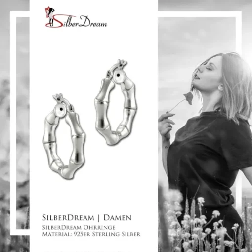 SilberDream Creole Bamboo 2,5cm 925 Sterling Silber Damen Ohrring SDO67252