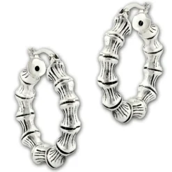 SilberDream Creole Bambus 2,9cm 925er Sterling Silber Damen Ohrring SDO67212