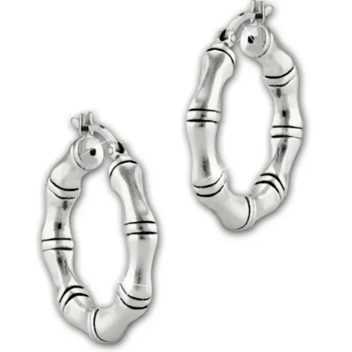 SilberDream Creole Bambus 2,5cm 925 Sterling Silber Damen Ohrring SDO67232