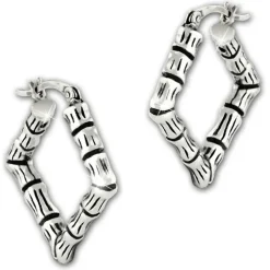 SilberDream Creole Bambus eckig 925er Sterling Silber Damen Ohrring SDO67202