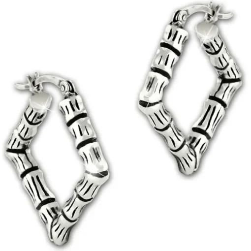 SilberDream Creole Bambus eckig 925er Sterling Silber Damen Ohrring SDO67202