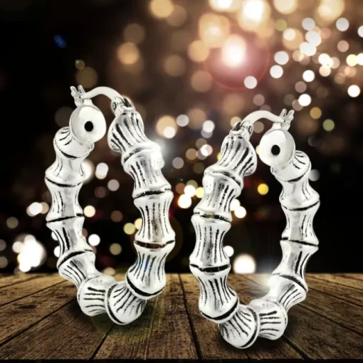 SilberDream Creole Bambus 2,9cm 925er Sterling Silber Damen Ohrring SDO67212
