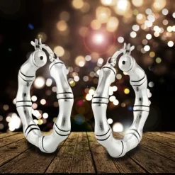 SilberDream Creole Bambus 2,5cm 925 Sterling Silber Damen Ohrring SDO67232