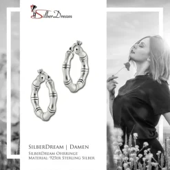 SilberDream Creole Bambus 2,5cm 925 Sterling Silber Damen Ohrring SDO67232
