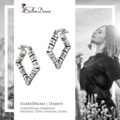SilberDream Creole Bambus eckig 925er Sterling Silber Damen Ohrring SDO67202