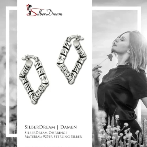 SilberDream Creole Bambus eckig 925er Sterling Silber Damen Ohrring SDO67202
