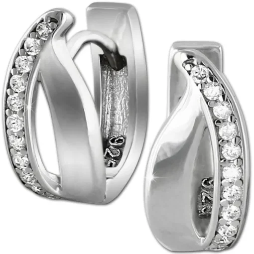 SilberDream Creole Basic Zirkonia weiß 925 Sterling Silber Damen SDO4324W