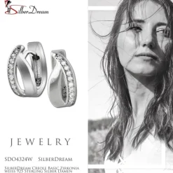 SilberDream Creole Basic Zirkonia weiß 925 Sterling Silber Damen SDO4324W