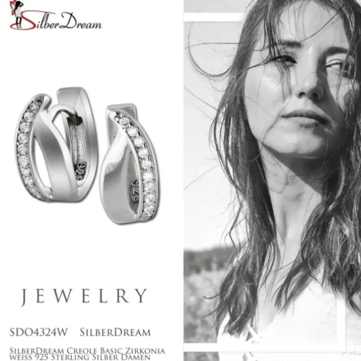 SilberDream Creole Basic Zirkonia weiß 925 Sterling Silber Damen SDO4324W