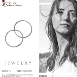 SilberDream Creole Beauty 60mm Ohrring 925 Silber SDO075